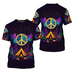Camping Peace Sign All Over Print Shirt