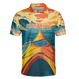 Custom Name Sunset Kayaking Scene All Over Print Shirt