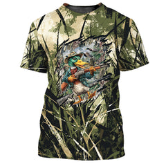 America Mallard Duck Hunting Camo All Over Print Shirt