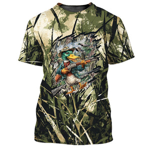 America Mallard Duck Hunting Camo All Over Print Shirt