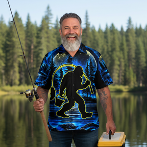 Bigfoot Fishing Hawaiian Shirt
