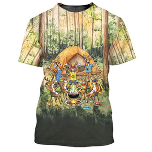 Friends, Fires, Fun Camping Crew Deer All Over Print Shirt