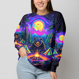 Camping Night With Bear All Over Print Shirt