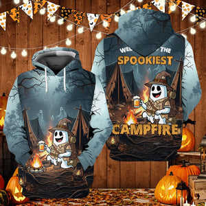 Custom Name Welcome To The Spookiest Campfire All Over Print Shirt