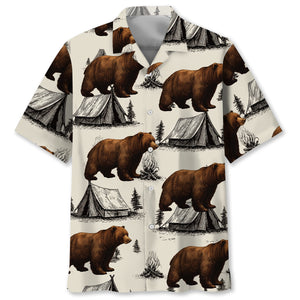 Bear Camping Vintage Hawaiian Shirt