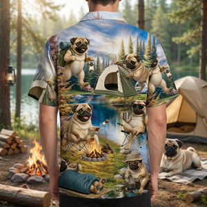 Pug Dog Funny Camping Hawaiian Shirt