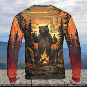 Funny Beer Bear Campfire All Over Print Shirt