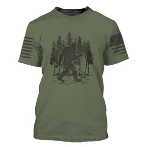 Bigfoot Fishing Funny Fisher Man All Over Print Shirt