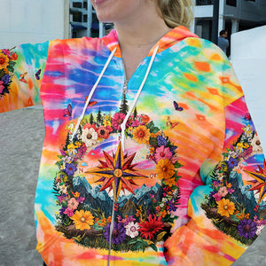 Live For The Moments Compass Flower All Over Print Shirt