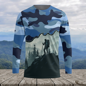 Hiking Mountain Blue Camo All Over Print Shirt