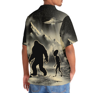 Mysterious Bigfoot and Alien At Campsite Hawaiian Shirt