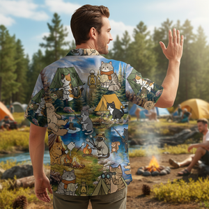 Funny Cat Campsite Hawaiian Shirt