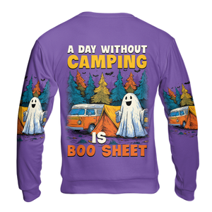 Halloween Camping Ghost – A Day Without Camping Is Boo Sheet All Over Print Shirt
