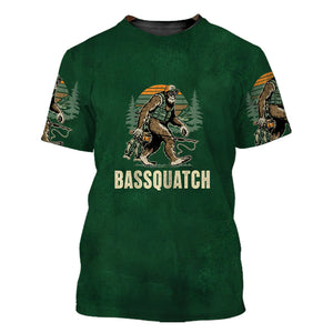 Bassquatch Bigfoot Fishing All Over Print Shirt