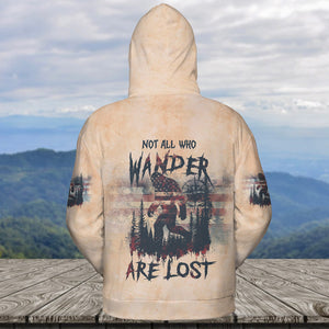 Vintage Bigfoot Not All Who Wander Are Lost Compass USA All Over Print Shirt