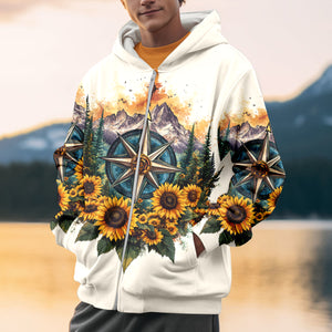 Live For The Moments Compass Sunflower All Over Print Shirt