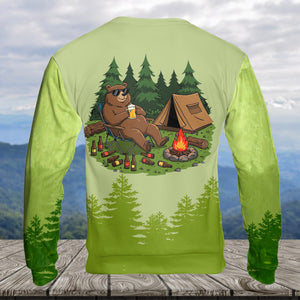 Funny Bear Drinking Camping All Over Print Shirt