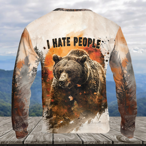 Bear Forest I Hate People All Over Print Shirt