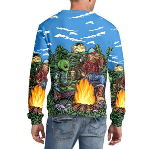 Alien Bigfoot Camping All Over Print Shirt
