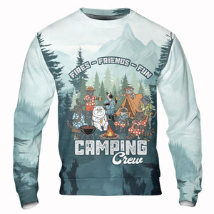 Friends, Fires, Fun Camping Crew Cats All Over Print Shirt