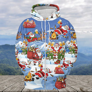 Santa Camping Funny All Over Print Shirt