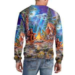 Bigfoot Alien Camping Night All Over Print Shirt