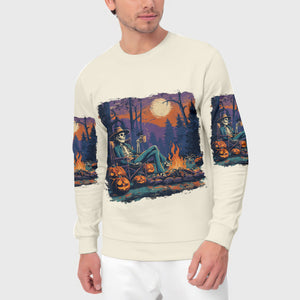 Chilling Skeleton by the Campfire Vintage Halloween All Over Print Shirt