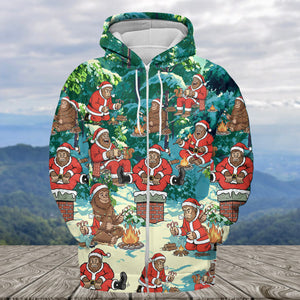 Bigfoot Camping Xmas All Over Print Shirt