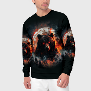 Fire Bear Adventure Dark Night Forest All Over Print Shirt