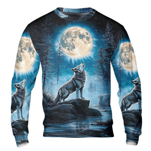 Wolf Moon Light Art All Over Print Shirt
