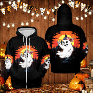 Spooky Boo In The Forest All Over Print Shirt