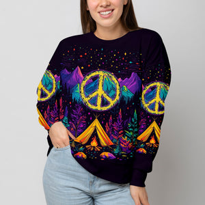 Camping Peace Sign All Over Print Shirt