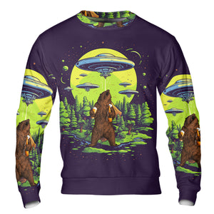 Funny Grizzly Bear Drinking All Over Print Shirt