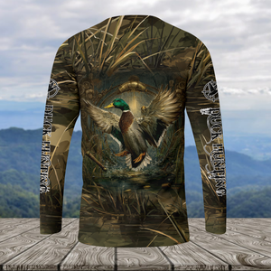 Mallard Duck Hunting Dark Camo All Over Print Shirt