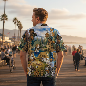 Funny Dog Camping Hawaiian Shirt