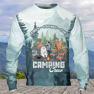 Friends, Fires, Fun Camping Crew Cats All Over Print Shirt