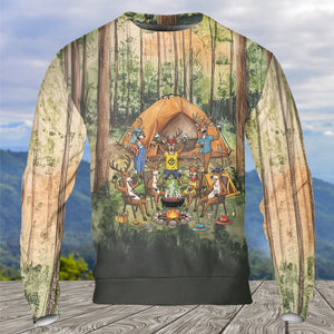 Friends, Fires, Fun Camping Crew Deer All Over Print Shirt