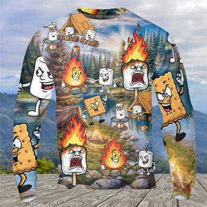 Vintage Camping Burnt Mashmallow All Over Print Shirt