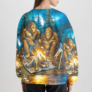 Sasquatch Campfire Night Art All Over Print Shirt