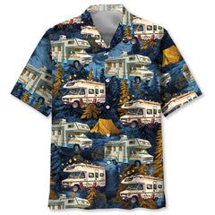 Camping Car Night Forest Hawaiian Shirt