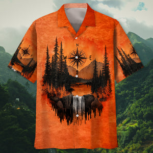 Into The Mountains I Go Orange Hawaiian Shirt