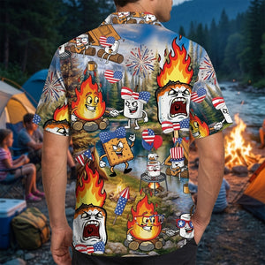 America Patriot Burnt Marshmallow Hawaiian Shirt