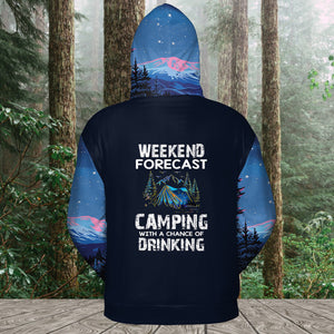 Weekend Forecast Camping With A Chance Of Drinking All Over Print Shirt