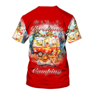 Red All I Want For Christmas Is Camping All Over Print Shirt