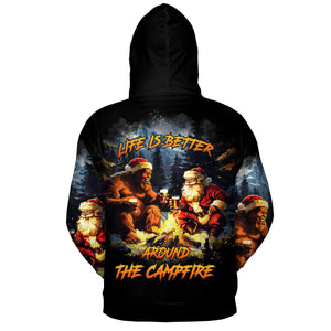 Funny Bigfoot & Santa Life Is Better Around The Campfire All Over Print Shirt