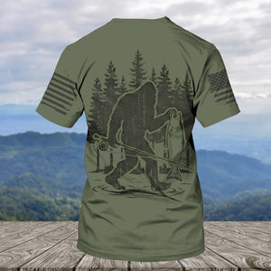 Bigfoot Fishing Funny Fisher Man All Over Print Shirt