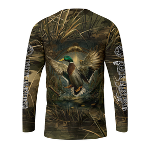 Mallard Duck Hunting Dark Camo All Over Print Shirt