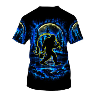 Bigfoot Fishing All Over Print Shirt