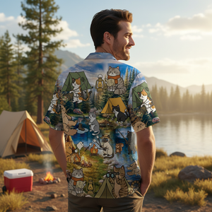 Funny Cat Campsite Hawaiian Shirt