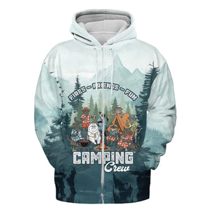 Friends, Fires, Fun Camping Crew Cats All Over Print Shirt